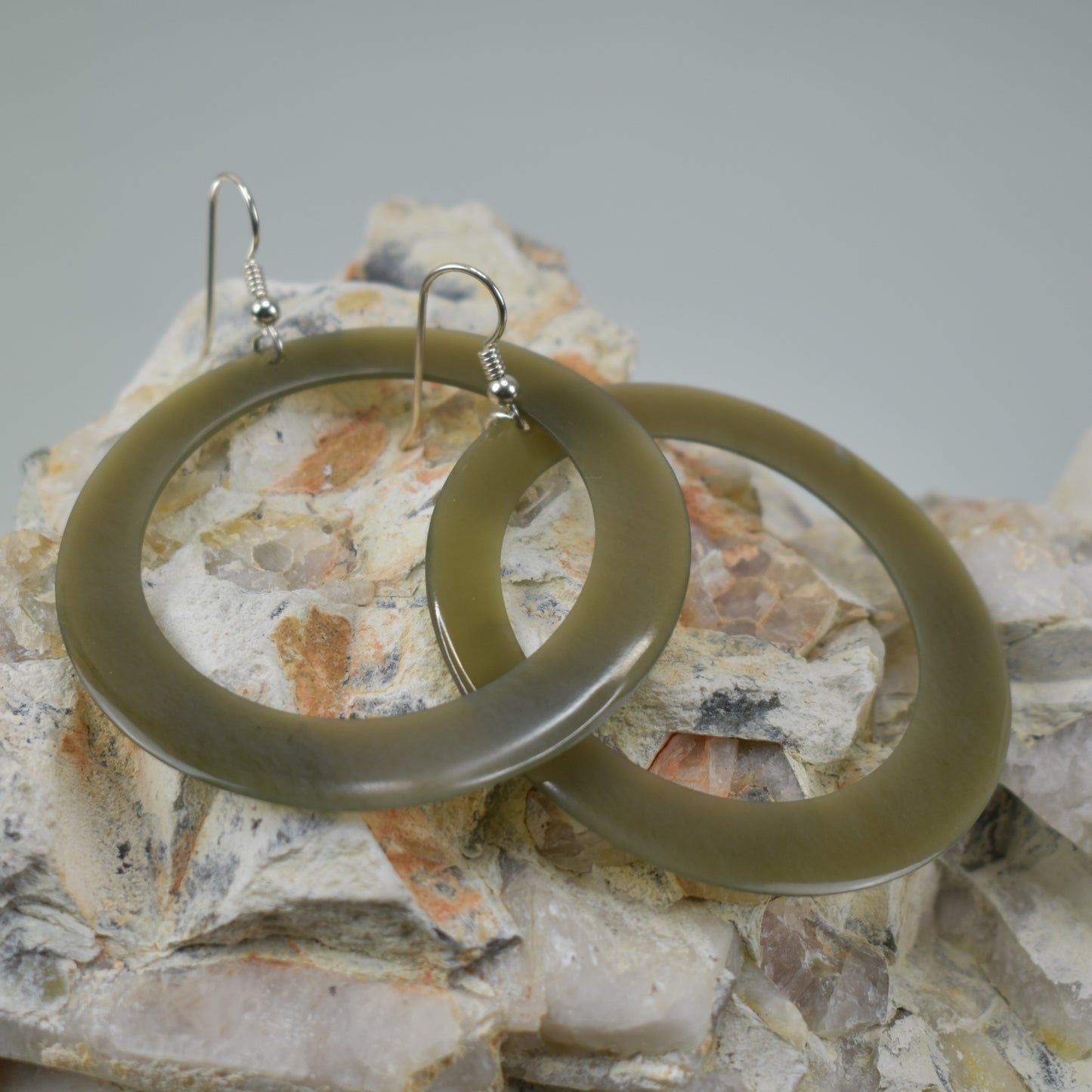 Sky Jade Hoop Earrings 10005